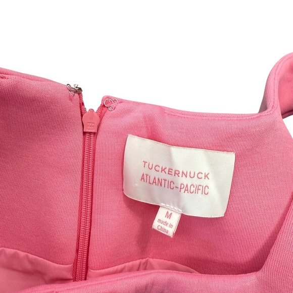 Tuckernuck Atlantic Pacific Pink Square Neck Elle Belted Midi Dress Size M - Picture 3 of 11